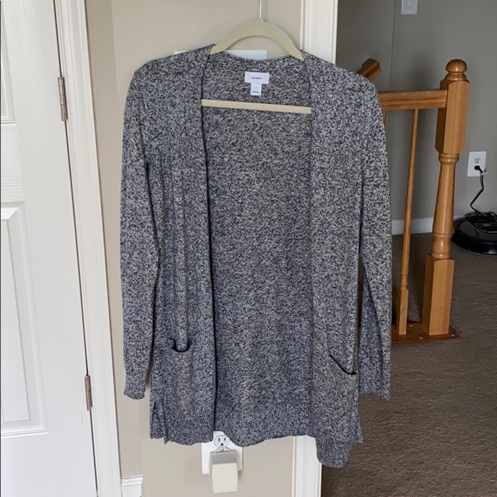 Old Navy Grey Marled Open Front Knit Cardigan Sweater with Pockets Size S